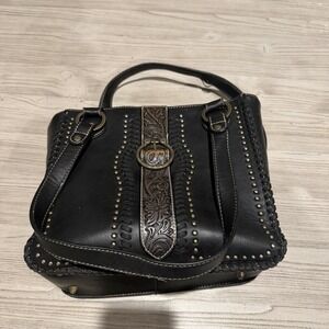 MONTANA WEST Trinity Ranch Black Purse Bag CONCEAL CARRY Hand Tooled Rhinestone